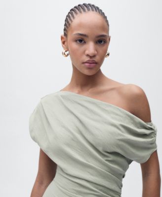 Mango Women's Asymmetrical Draped Short Dress - Macy's