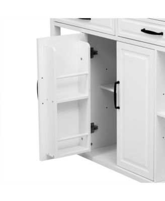 47" Extendable Kitchen Island with Storage, Power Outlet