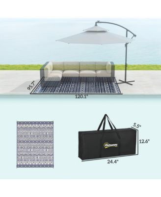 Outdoor Rug, 8' x 10' Plastic Straw, Geometric