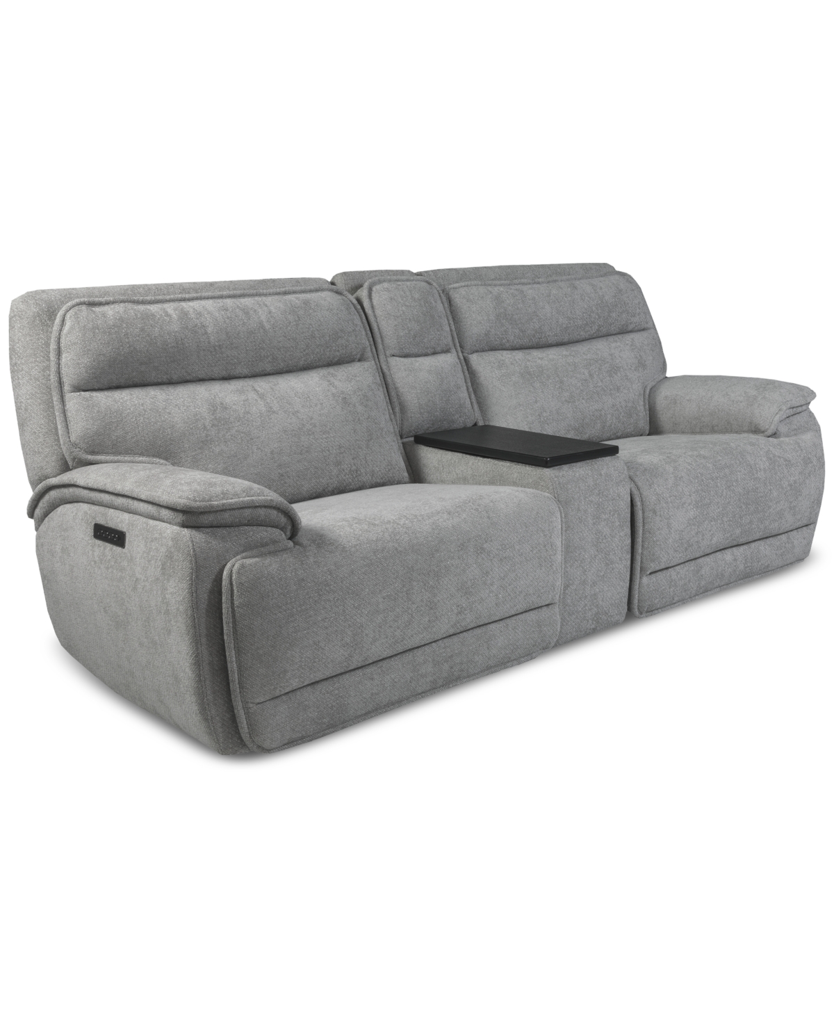 Macy's Ozryn 3-pc. Fabric Sofa With Console And 2 Power Motion Chairs, Exclusively At  In Silver