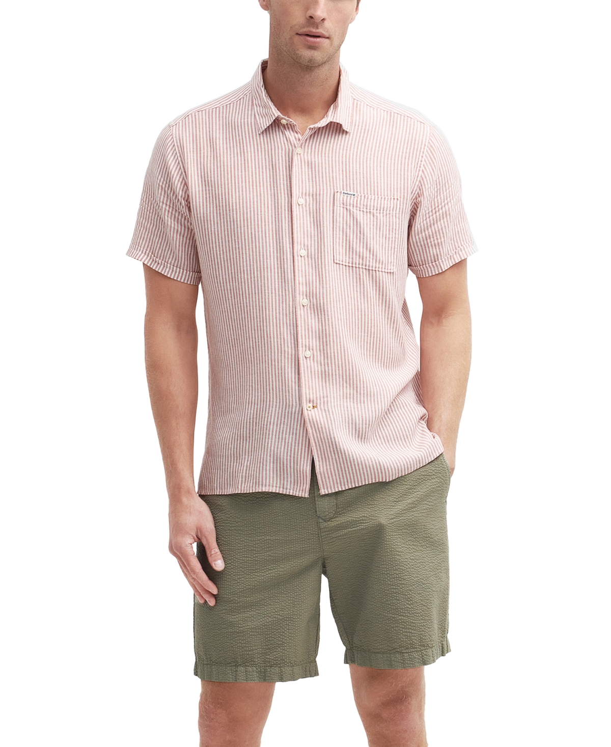 BARBOUR MEN'S DEERPARK SHORT SLEEVE STRIPED BUTTON-FRONT SHIRT 