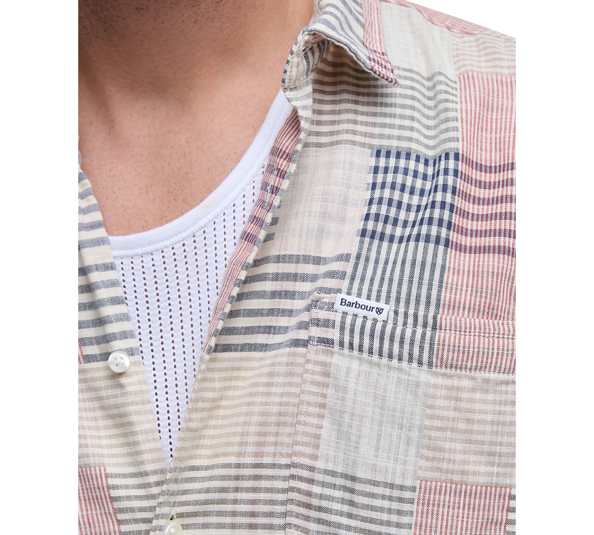 Shop Barbour Men's Oakshore Short Sleeve Patchwork Button-front Shirt