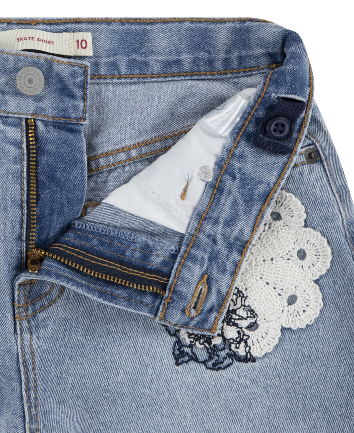 LEVI'S BIG GIRLS CRAFT SKATE SIDE SLIT SHORTS 
