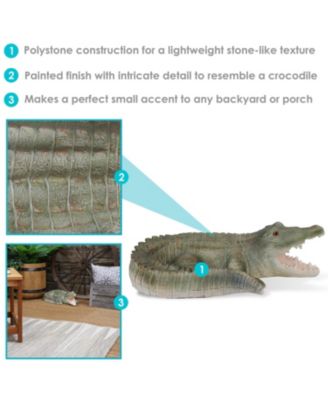 Chloe the Crabby Crocodile Realistic Polystone Garden Statue Decor for Indoor or Outdoor Use - 18"