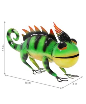 Greg and Gary the Green Chameleons Indoor/Outdoor Statues - Iron Construction - Green - Set of 2