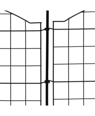Outdoor Lawn and Garden Steel Arched Grid Style Decorative Border Fence Panel Set - 12.5' - Black - 5pk