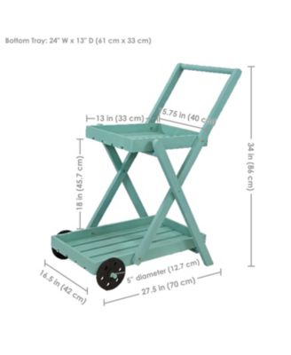2-Tier Fir Wheeled Planter Stand - 34” H - Robin Egg Blue
