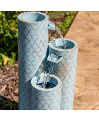 Moroccan Trellis 3-Column Modern Outdoor Water Fountain - 27.5"