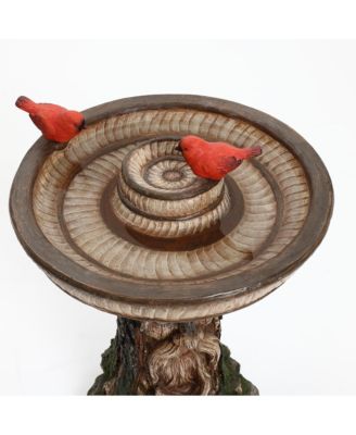 Brown Old Man in Tree 23.4-Inch Tall Resin Birdbath