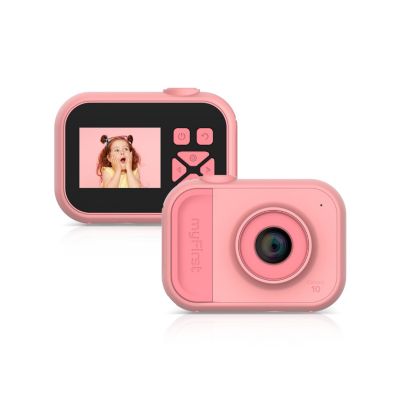 Camera 10 - Digital Mini Camera for Kids Ages 3-12, 1080P Video, 5MP Photos, Timer Mode, Fun Frames, Webcam, Tripod Adapter, Neck Lanyard & Memory Card (Pink)