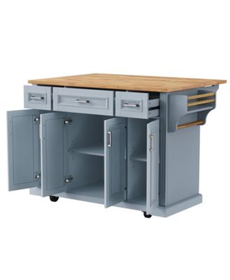 54" Kitchen Island Cart, Drop Leaf, Storage