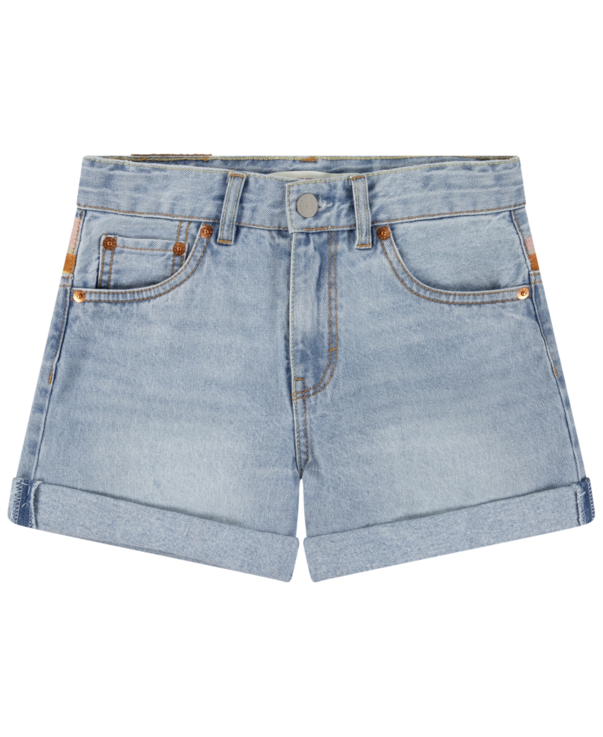LEVI'S BIG GIRLS MINI MOM EMBROIDERED SHORTS 