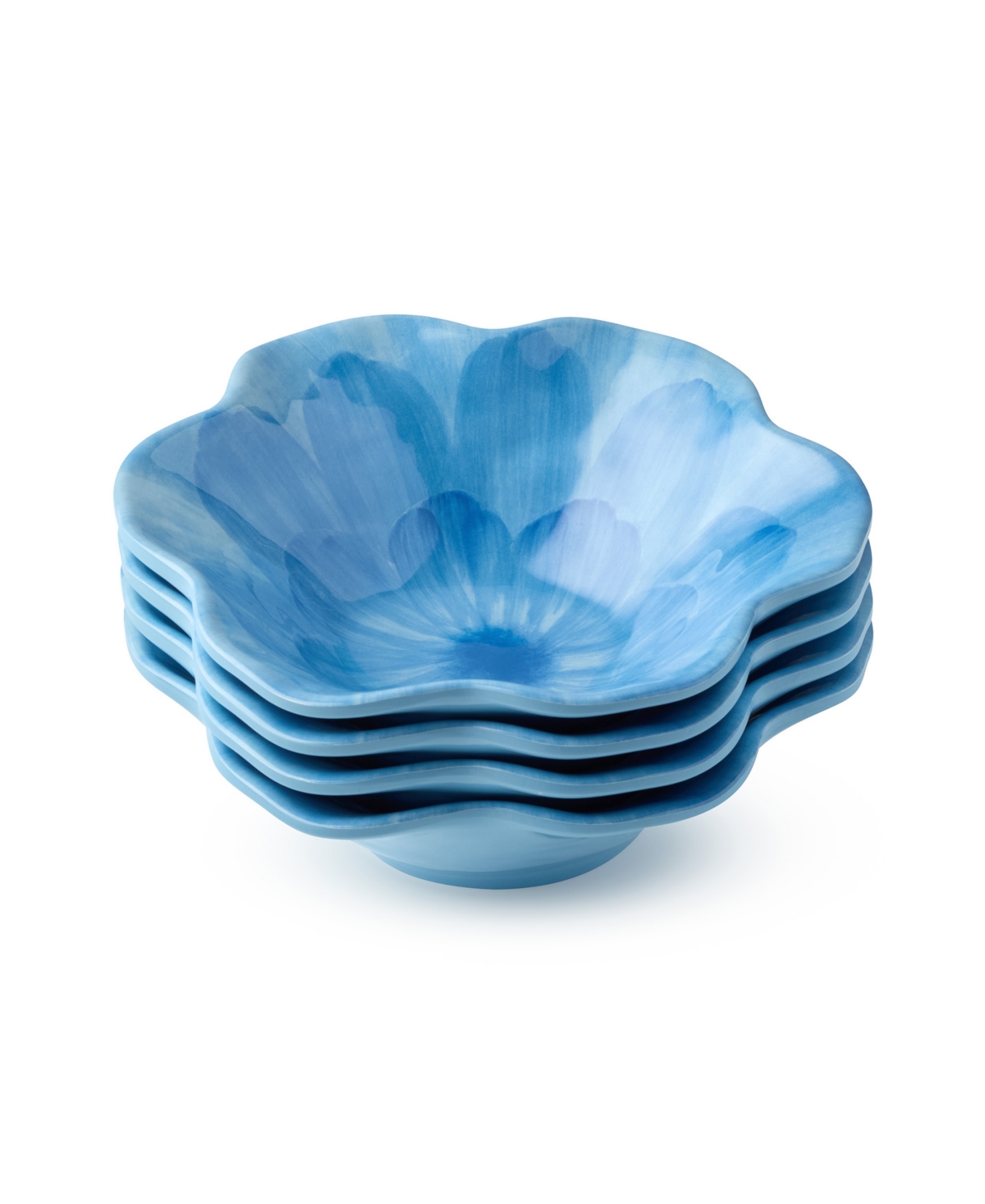 Wildflower 3-d Floral 4-Pc. All-Purpose Bowls, Service for 4 - Blue