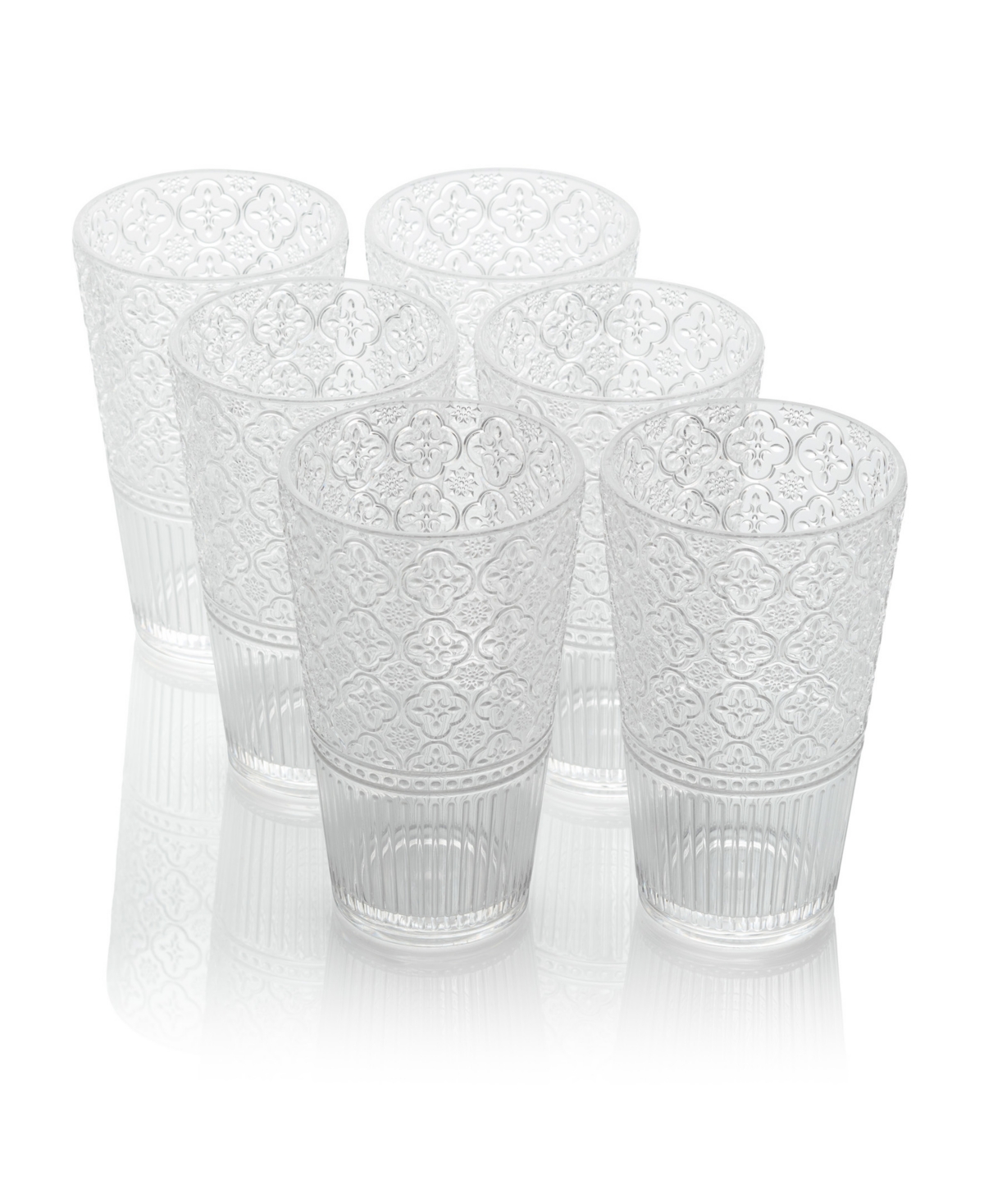 Certified International Set Of 6 Santa Fe 22oz Acrylic Ice Tea Glasses In Clear