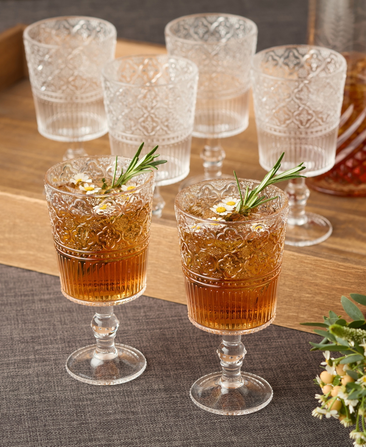 Certified International Set Of 6 Victoria 14oz Acrylic All Purpose Goblets In Clear