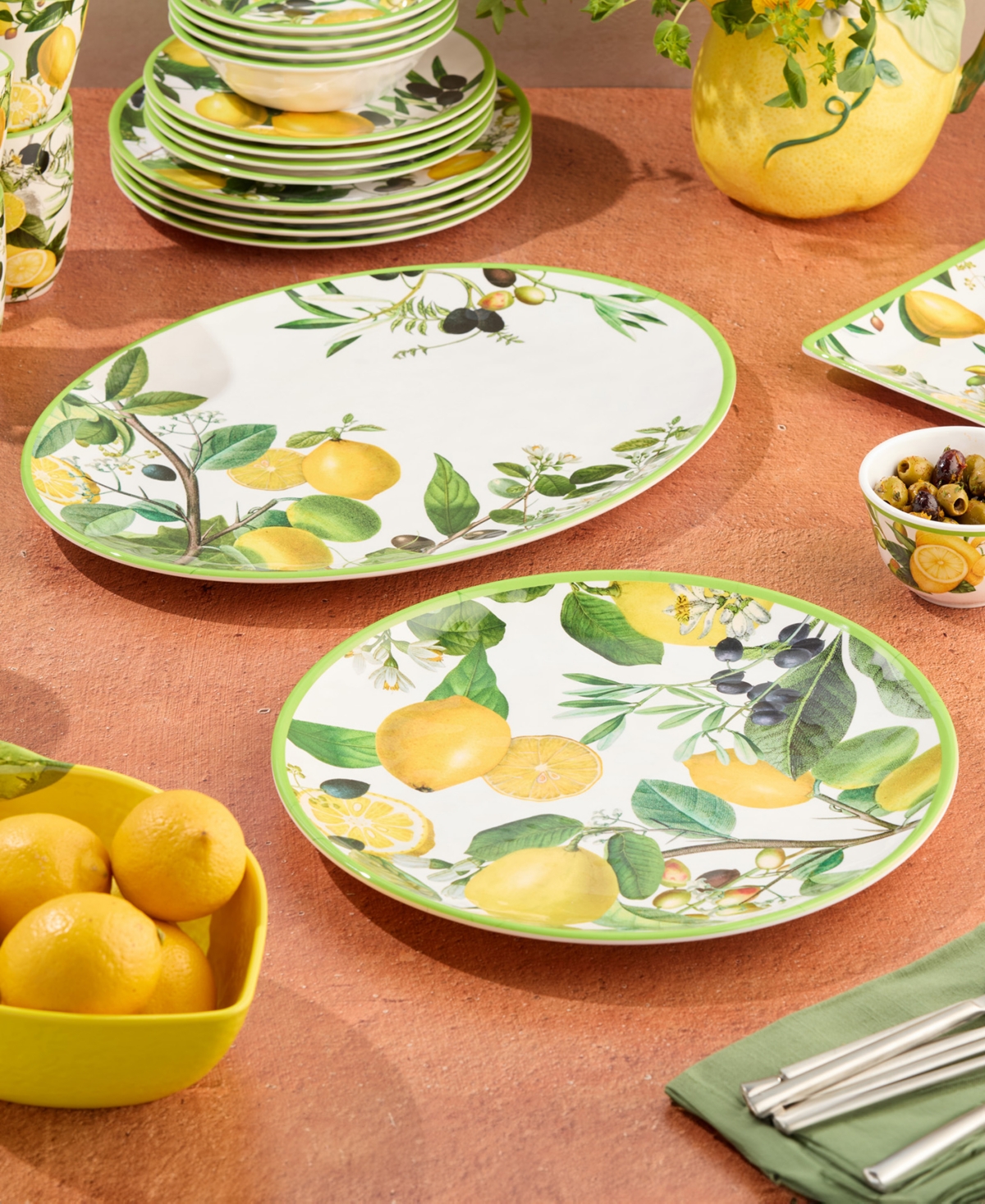 Certified International Limone Melamine 2pc Platter Set Round Platter In No Color