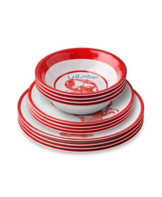 Beach House Lobster Melamine 12-Pc. Dinnerware Set, Service For 4