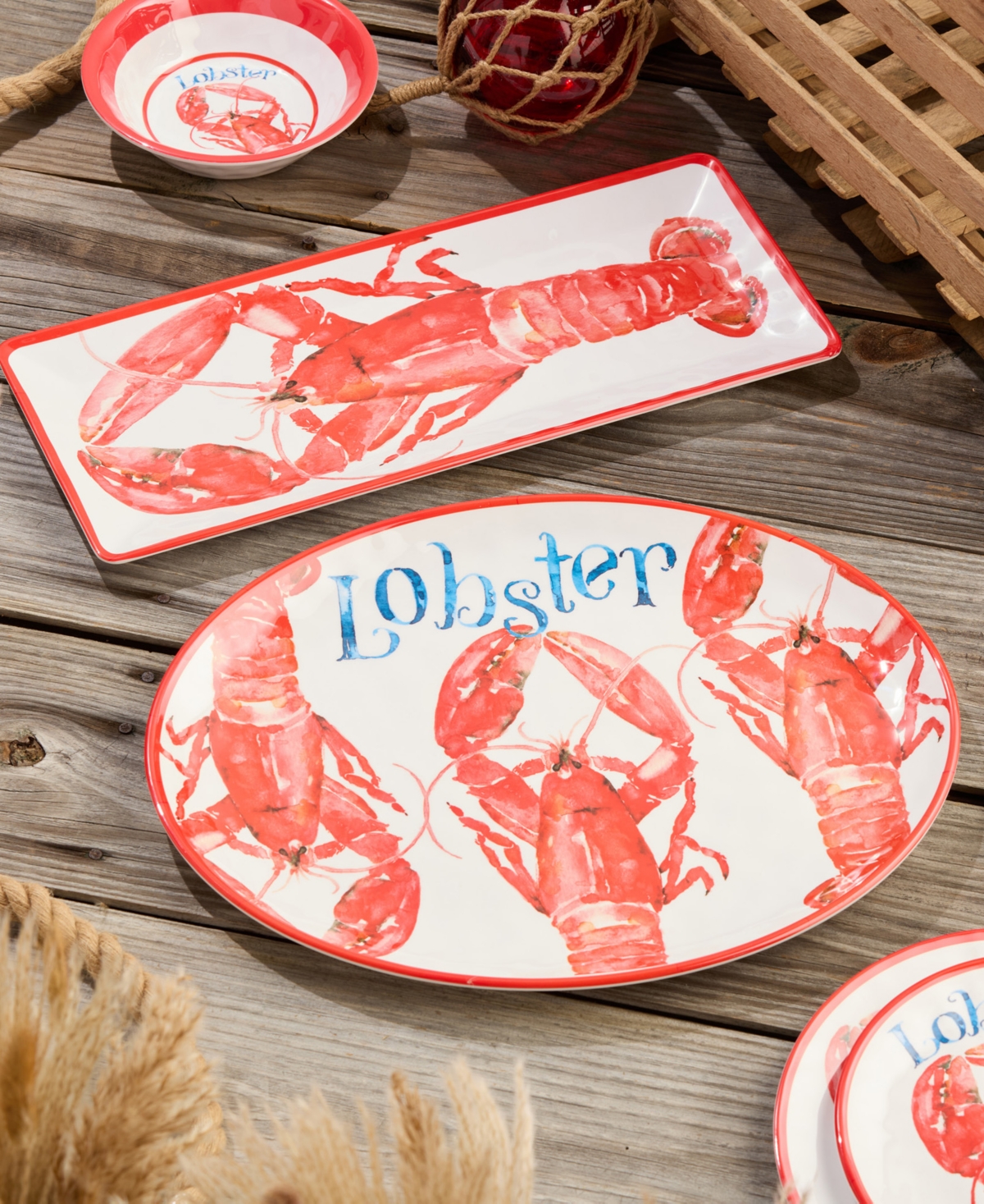 Certified International Beach House Lobster Melamine 2pc Platter Set In No Color