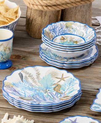 Blue Lagoon Melamine 12-Pc. Dinnerware Set, Service For 4