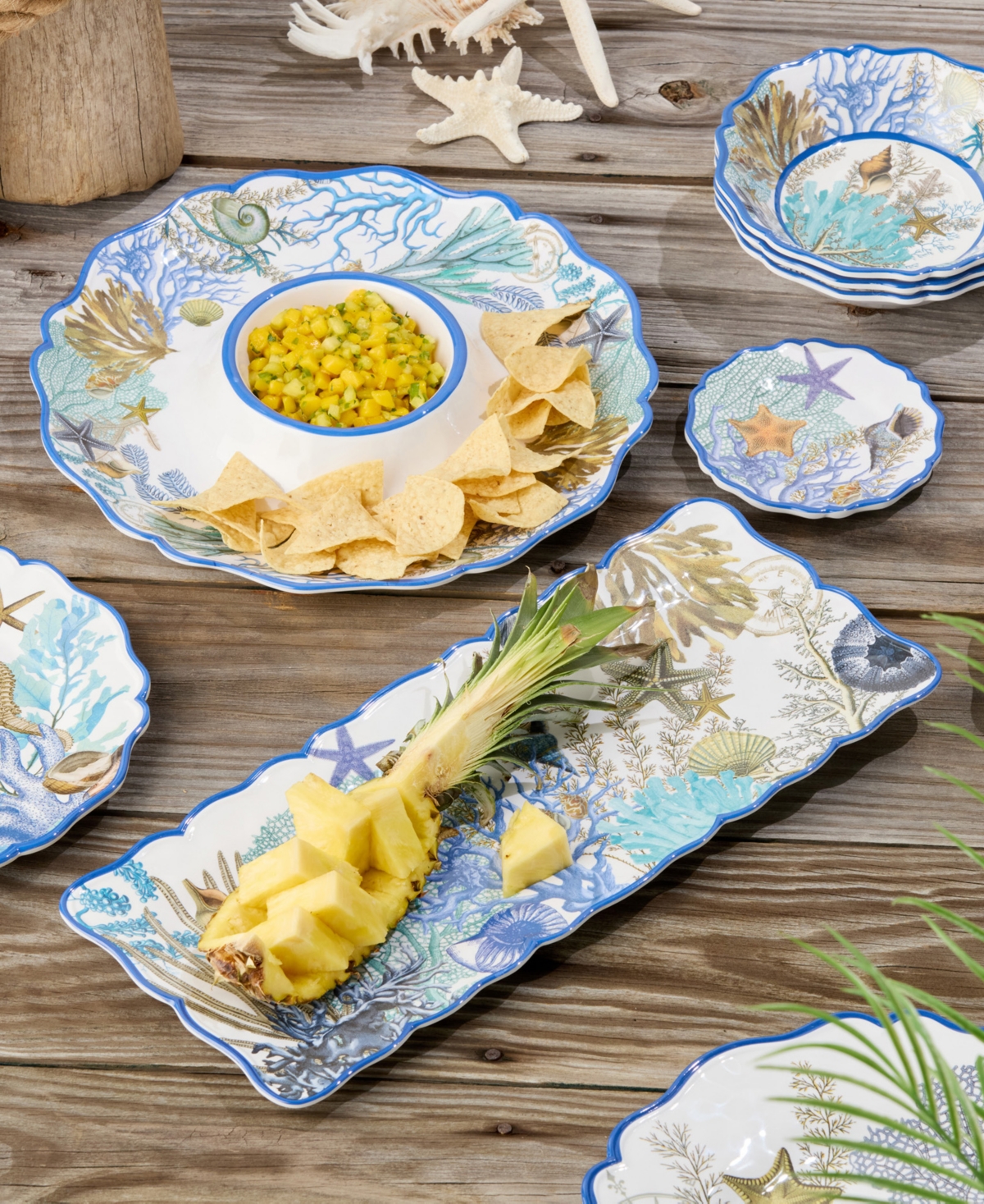 Certified International Blue Lagoon Melamine 2 Pc. Appetizer Set In No Color