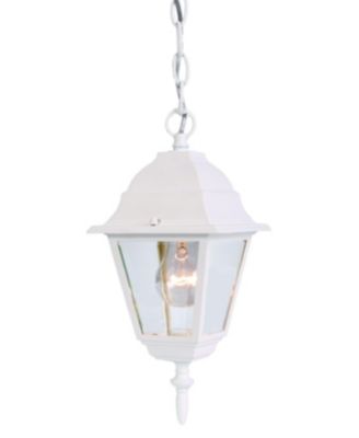 Distressed White Beveled Glass Outdoor Hanging Light