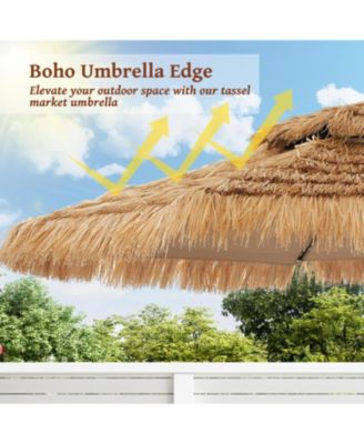 10 Ft Hawaiian Beach Parasol Outdoor Umbrella with Solar Lights