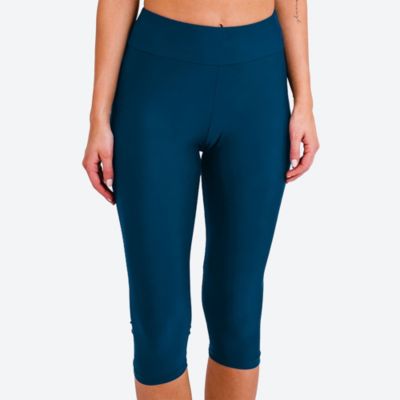 Women's High Waisted Chlorine Resistant Capri Swim Leggings