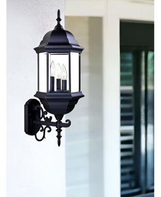 Three-Light Domed Glass Lantern Wall Light – Stylish Outdoor Wall Fixture
