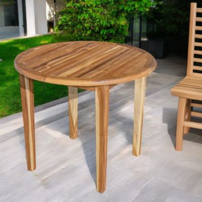 Outdoor Rounded Dining Table – Solid Wood Construction for Garden & Patio
