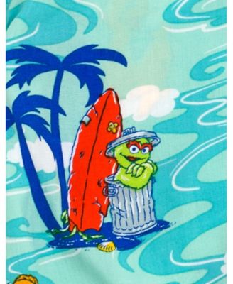 Toddler Girls Bird Cookie Monster Elmo Oscar the Grouch Matching Family Hawaiian Button Down Shirt to