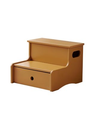 14" Wooden Toddler Step Stool for Kids with Storage for Bedroom, Bathroom & Kitchen