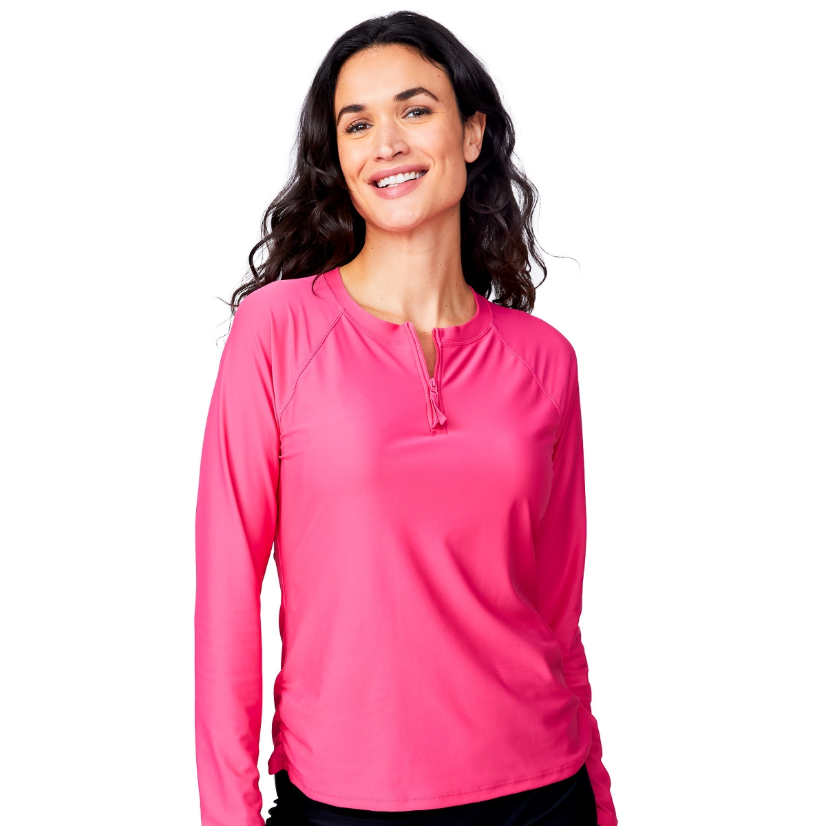 Women's Long Sleeve Zip Swim Shirt - Coral