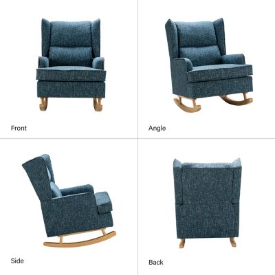   Standard Size   Fabric Upholstery  Modern Rocking Design, Solid Wood Legs  Rocking Chair