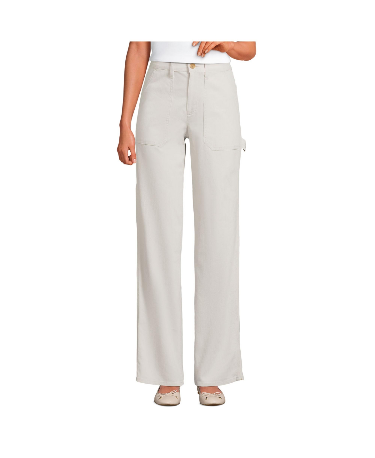 Petite Herringbone Chino High Rise Utility Pants - Light stone