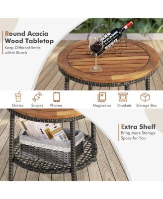 3PCS Patio Wicker Bistro Set Furniture Set PE Rattan Table Set w/ Cushions