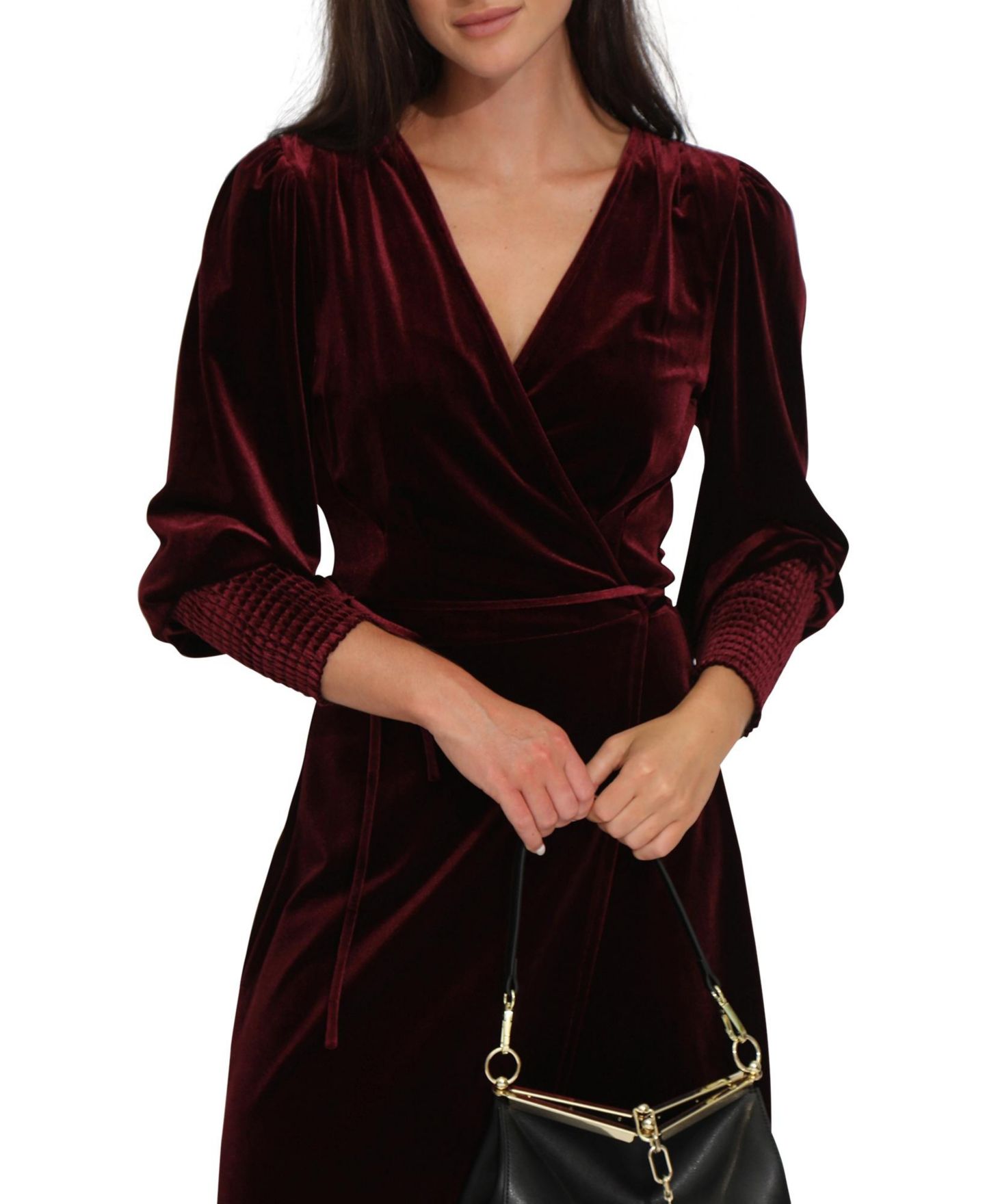 Женское платье Belle & Bloom Current Mood Velvet Wrap, цвет: Бордовый — фото 6