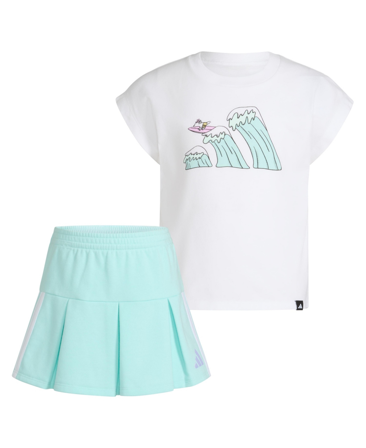 Adidas Originals Toddler And Little Girls 2-piece Graphic Sleeveless Box T-shirt And French Terry Skort Set In White