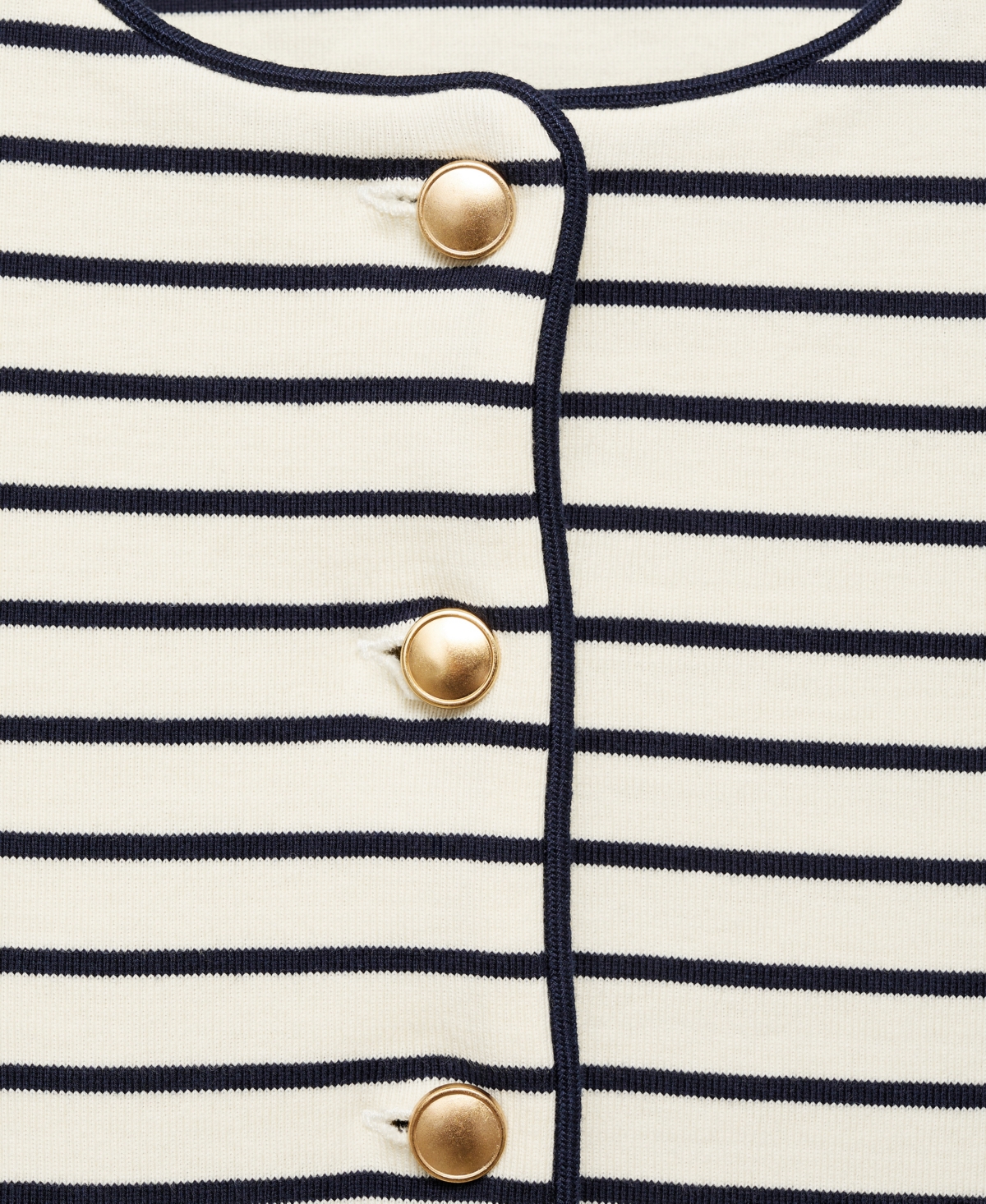 Mango Women's Stripped Knit Cardigan Sweater In Ecru
