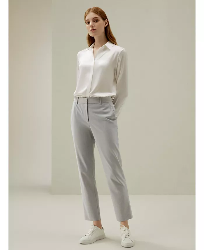Women's Basic Concealed Placket Regular Fit Silk Shirt - thumbnail 5