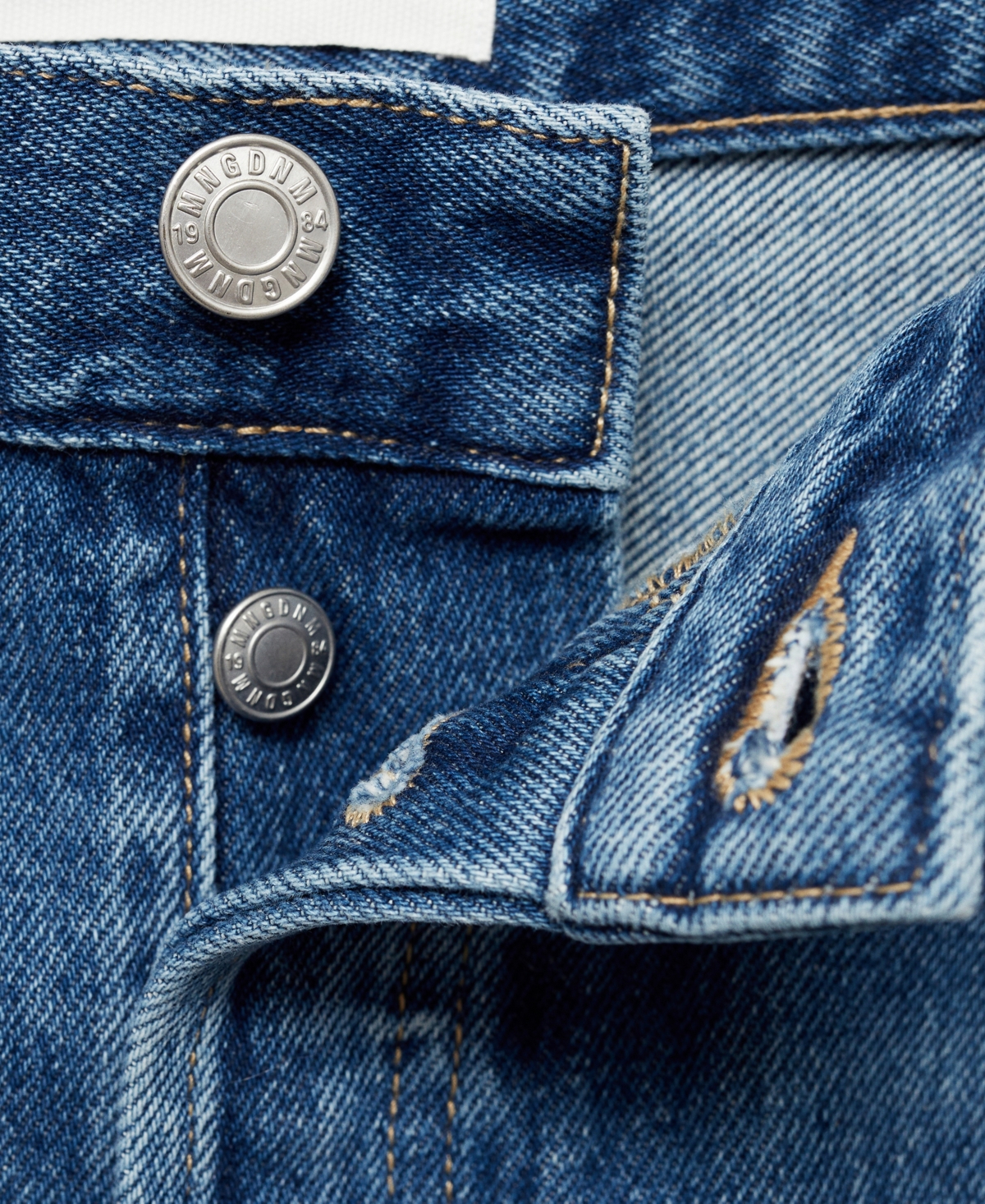 Mango Cuffed Wide Leg Jeans In Medium Blue