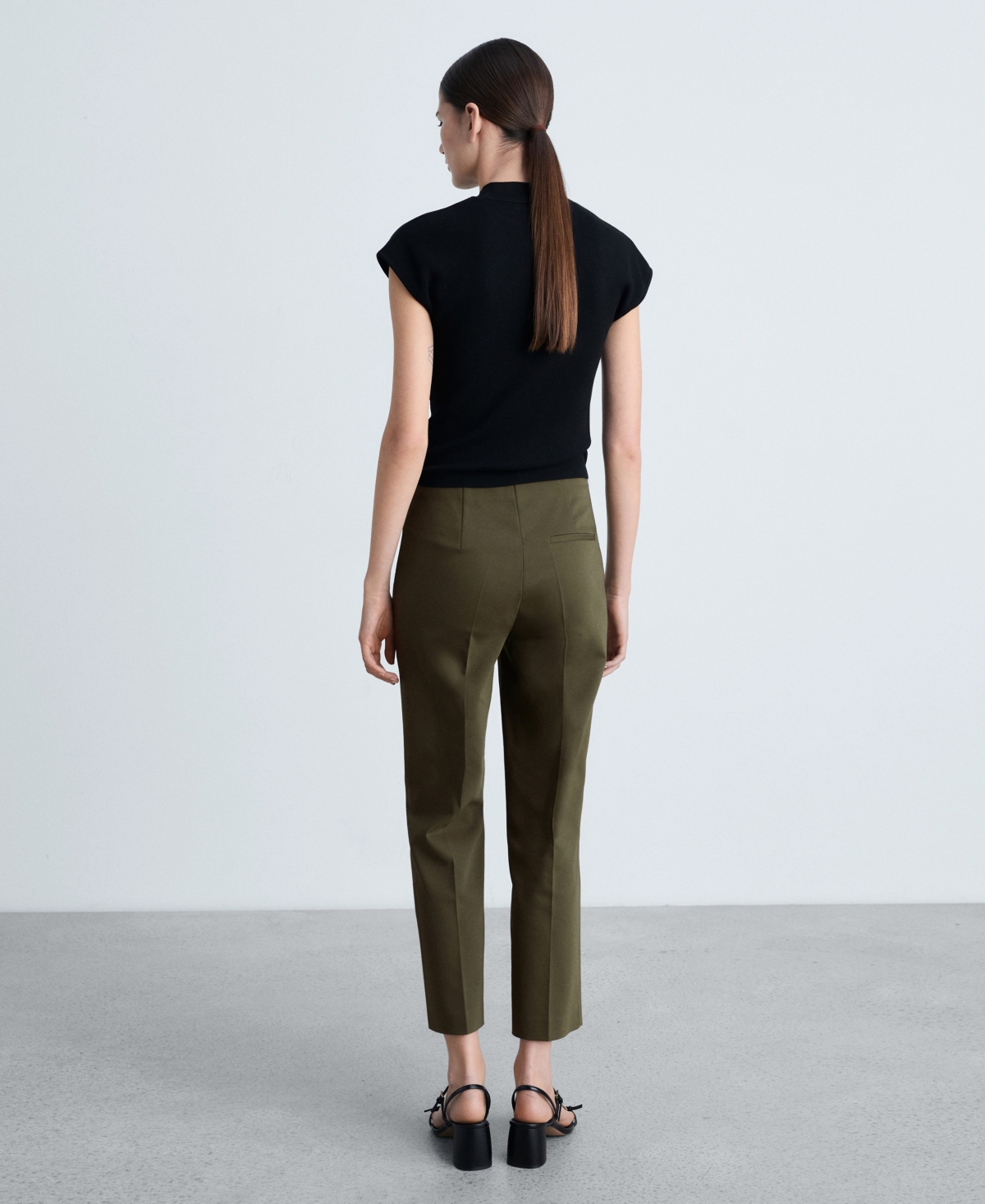 Shop Mango Women's Jewel Buttoned Straight Pants In Khaki