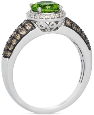 Green Apple Peridot (1-1/3 ct. t.w.) & Diamond (1/2 ct. t.w.) Ring in 14k White Gold