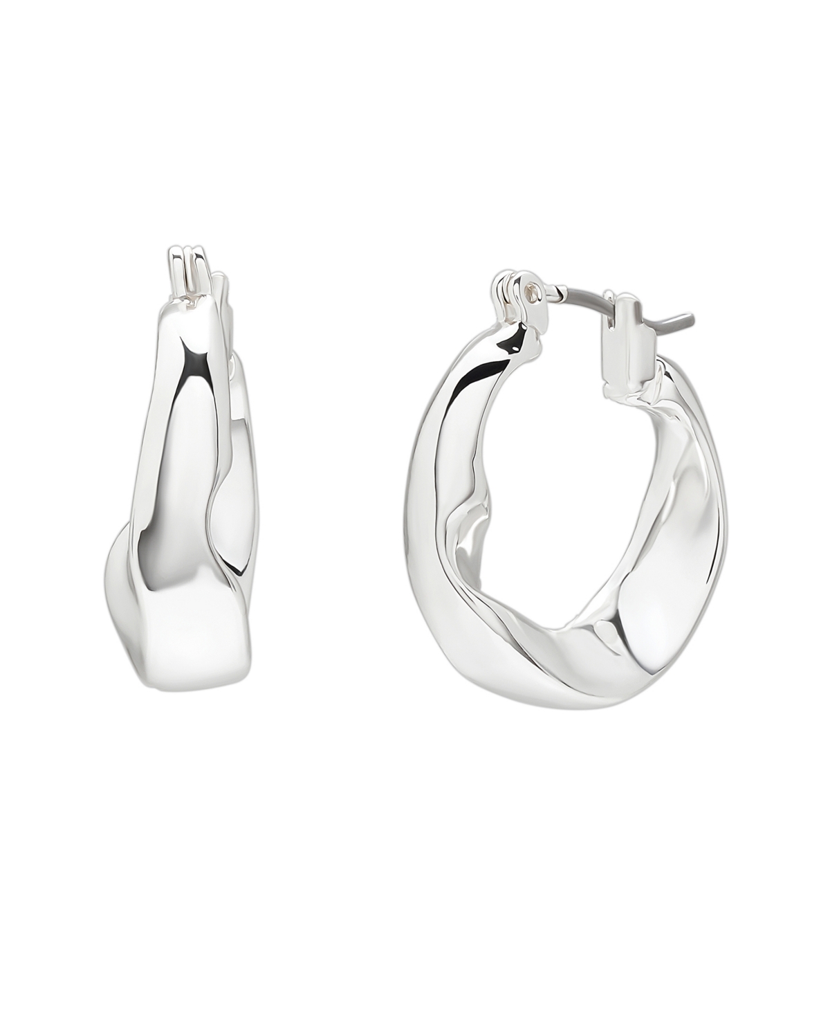Sculpted Small Hoop Earrings - Silver