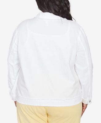 Plus Size Rise and Shine Soutache Fringe Trim Collared Jacket