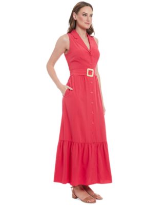 Women's Sleeveless Tiered Maxi Shirtdress