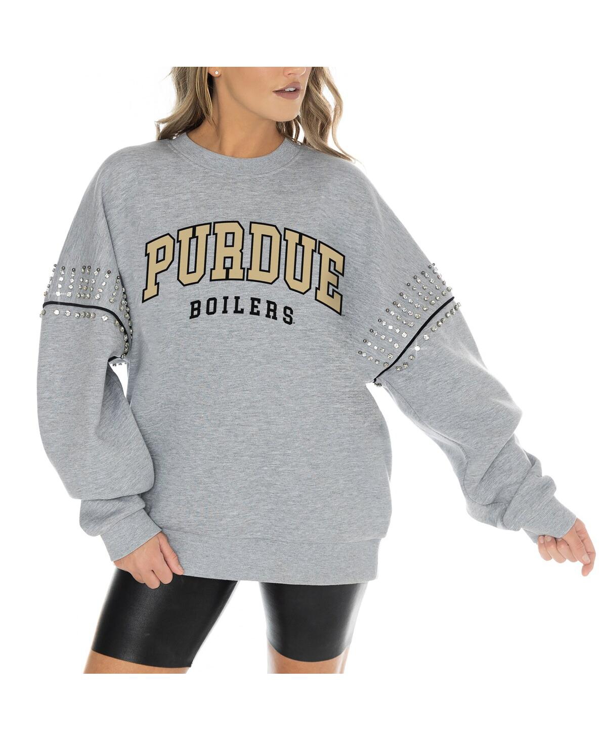 Shop Gameday Couture Women's Heather Gray Purdue Boilermakers Competitive Edge Oversized Fleece Pullover Sweatshirt