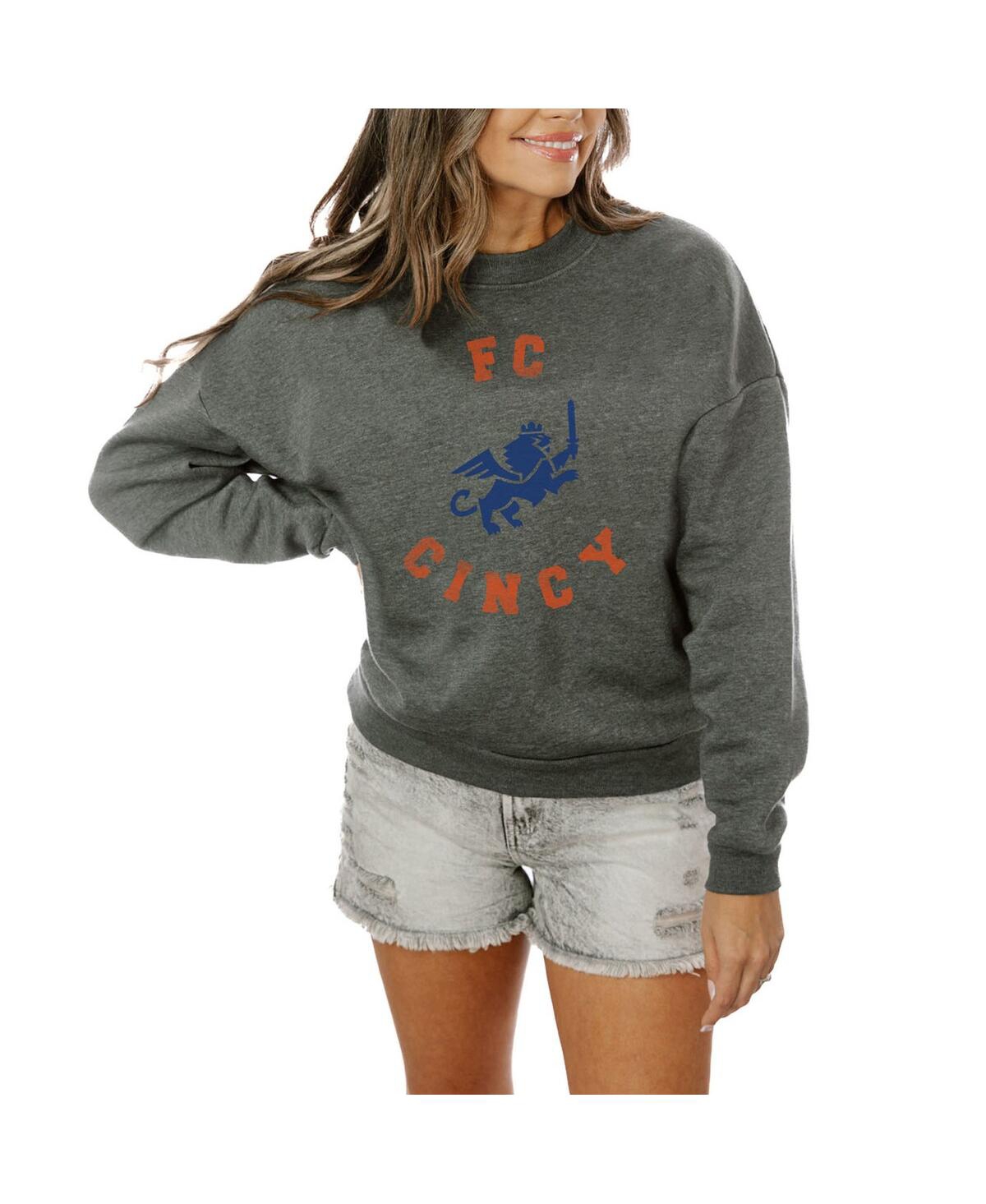 GAMEDAY COUTURE WOMEN'S CHARCOAL FC CINCINNATI FLEECE PULLOVER SWEATSHIRT 