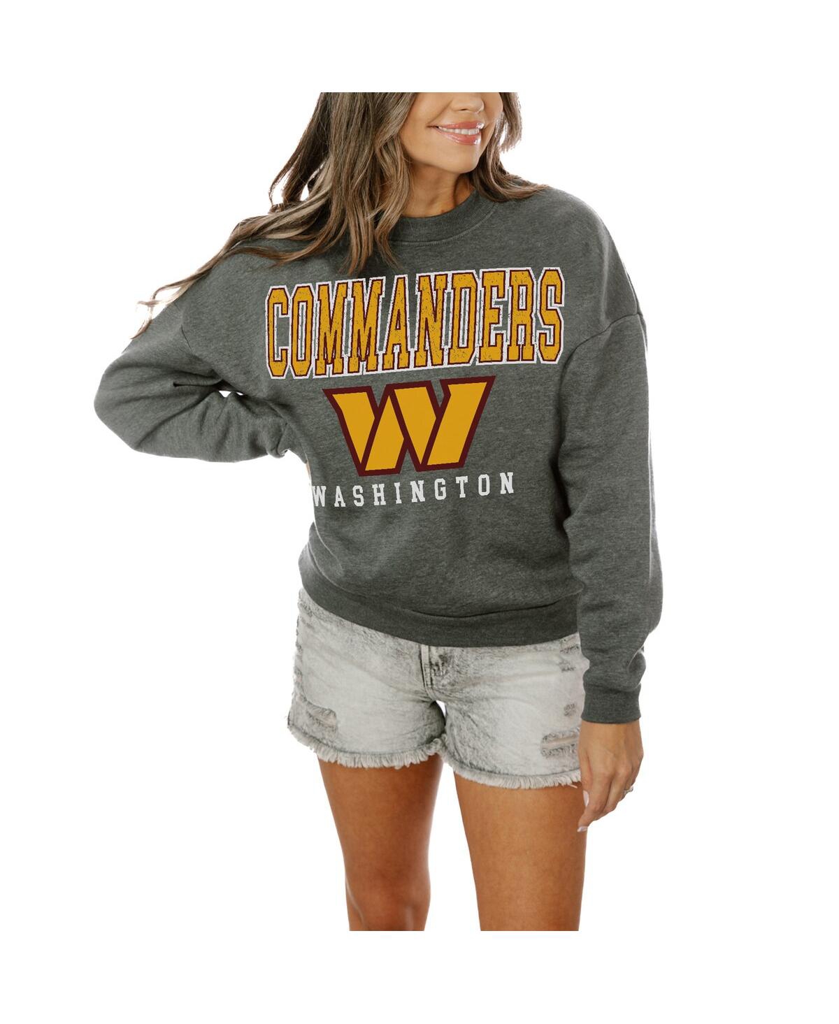 Shop Gameday Couture Women's Charcoal Washington Commanders Bring The Energy Pullover Sweatshirt