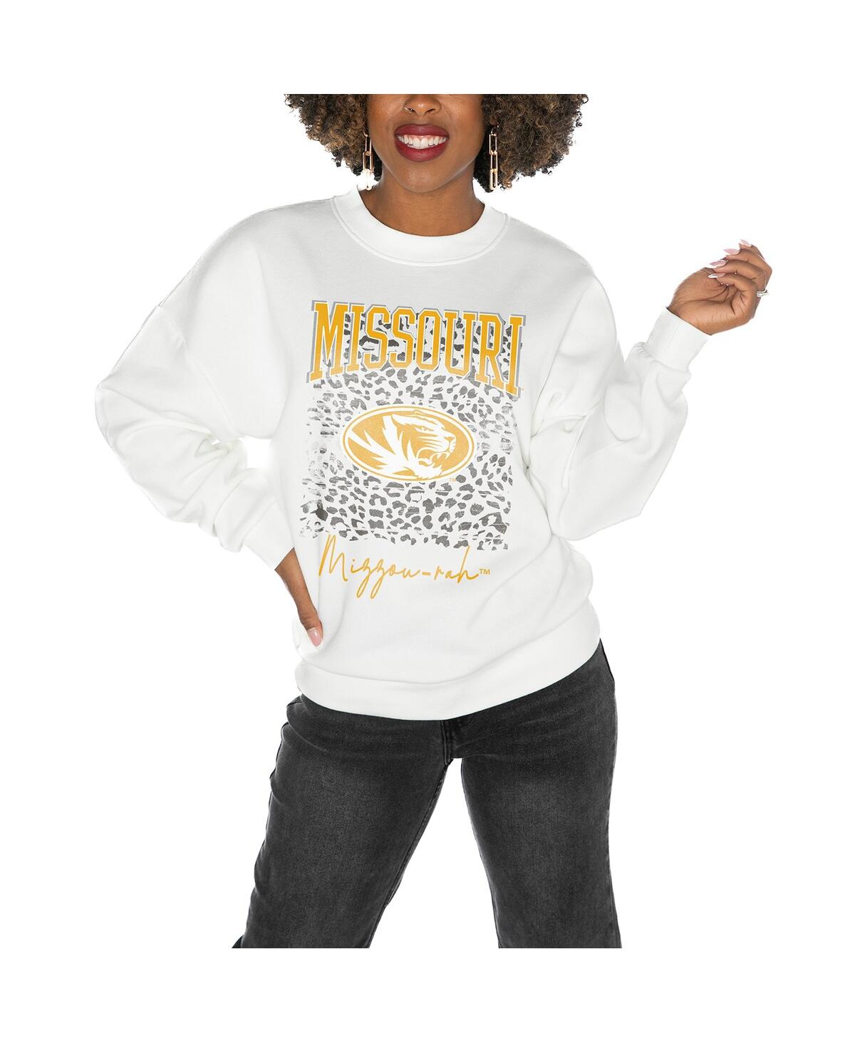Shop Gameday Couture Women's White Missouri Tigers Drop Shoulder Fleece Drop Pullover Sweatshirt