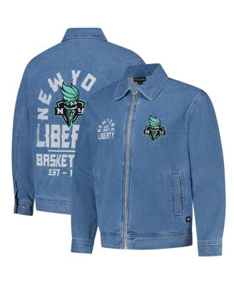 The Wild Collective - Men's and Women's Blue New York Liberty Denim Full-Zip Jacket
